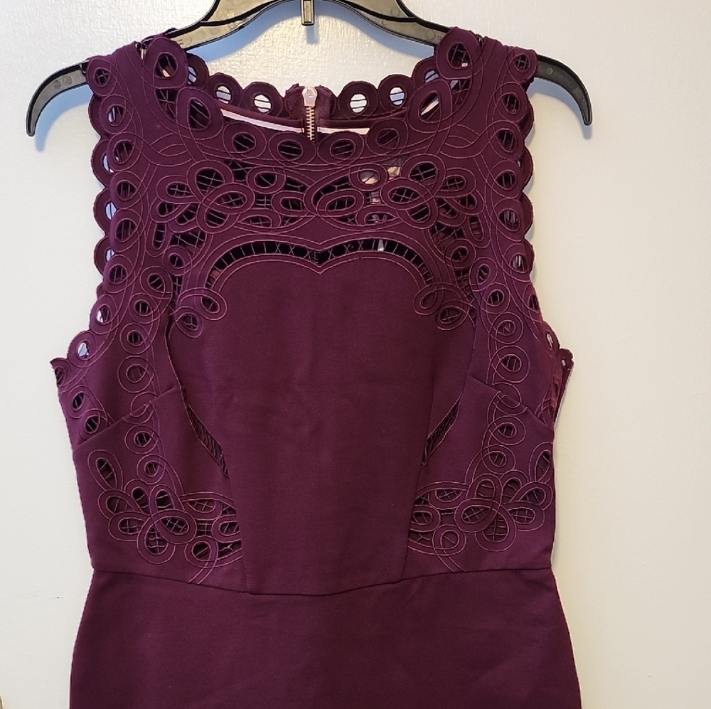Ted Baker Deep Purple Midi Dress Wine Color